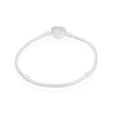 Pulseira Banho de Prata - Coração com Zircônia