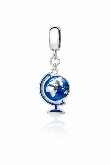 Berloque Globo Terrestre Resinado Azul