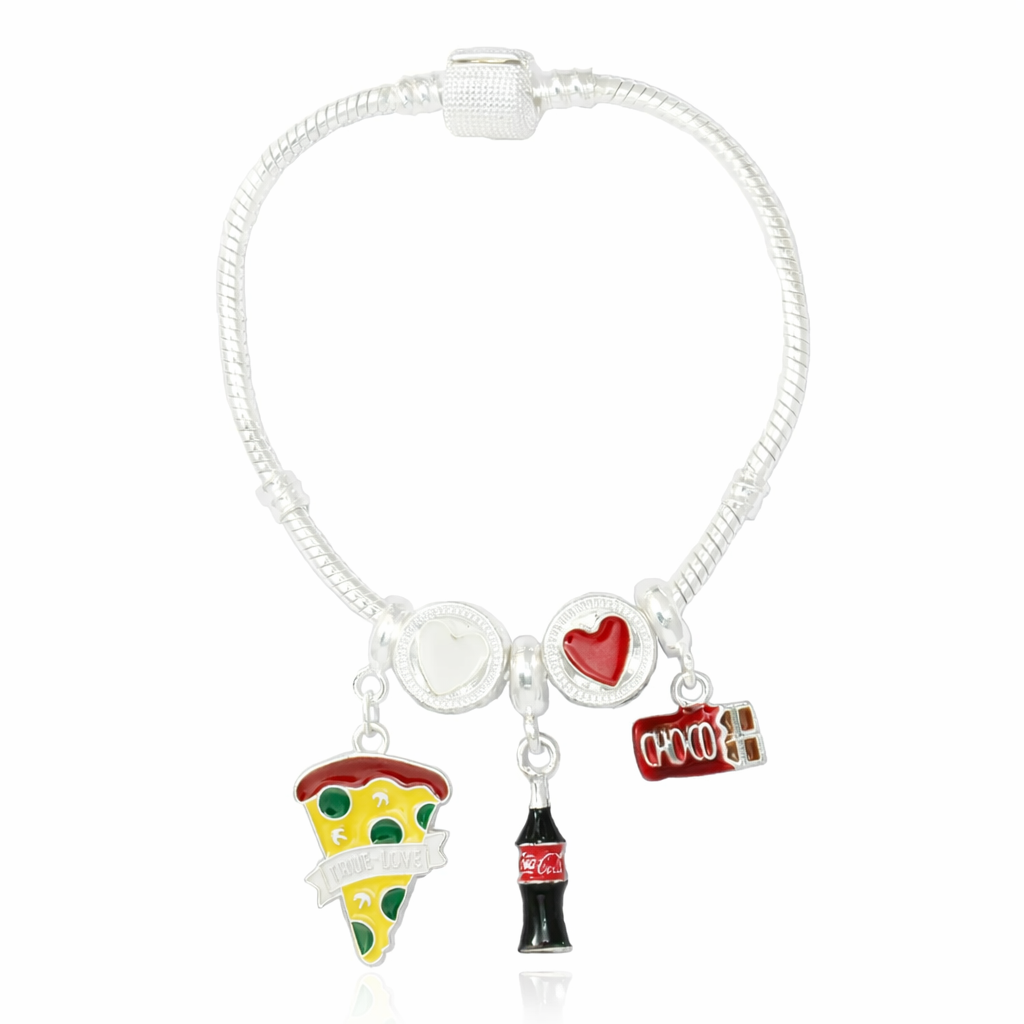 Pulseira I Love Pizza - Kit com até 5 Berloques
